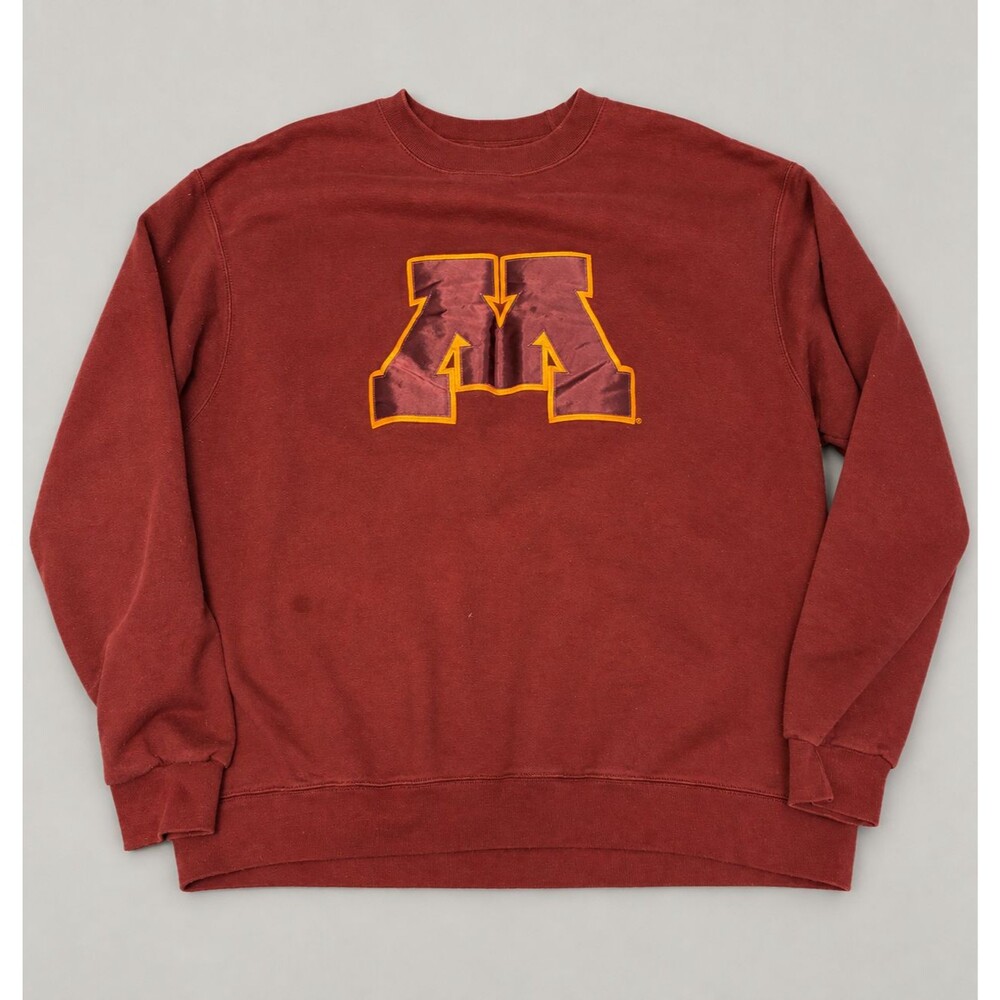 Champion Minnesota Golden Gophers Sweatshirt XL Maroon Applique M Logo Crewneck